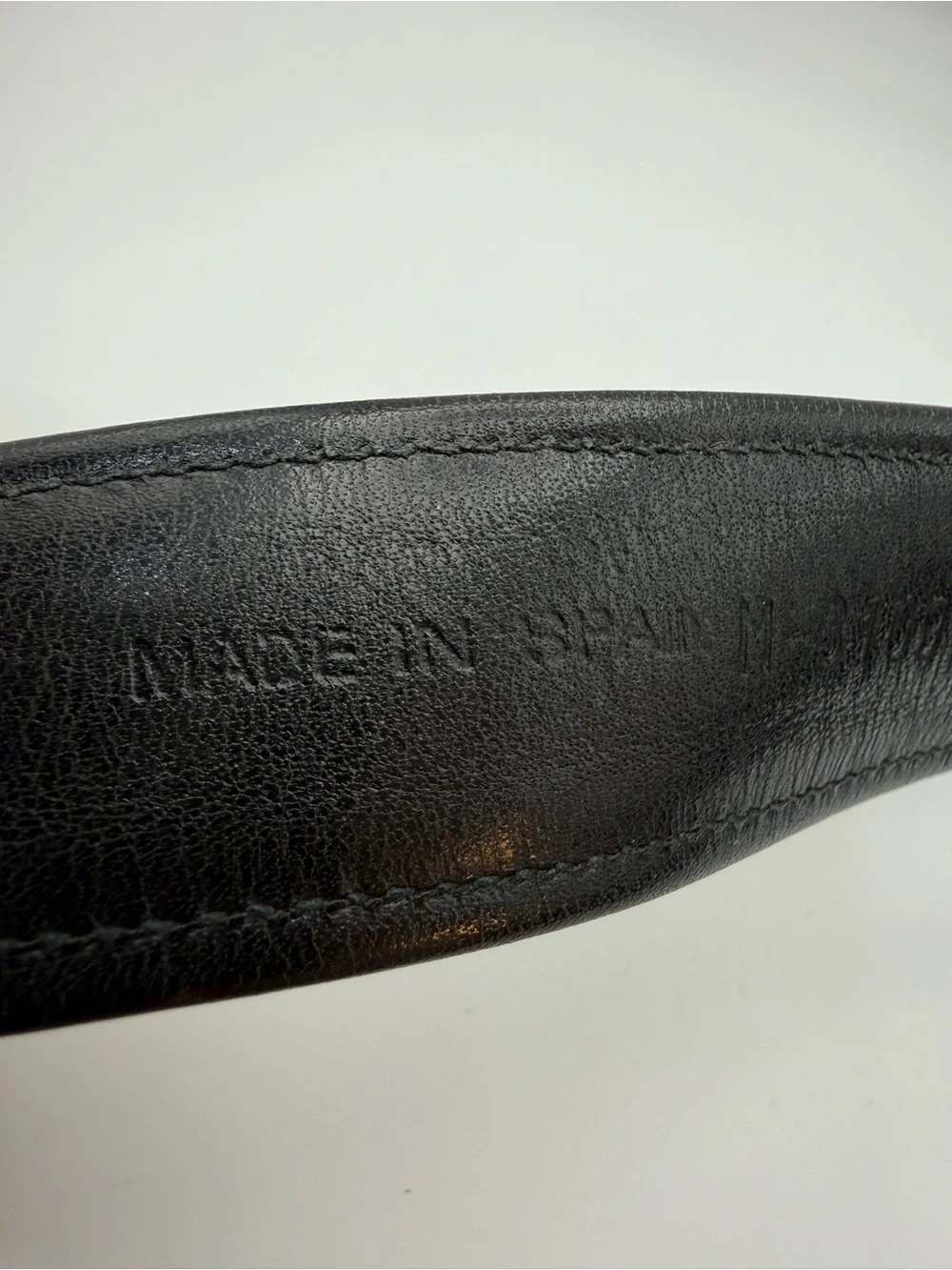 Barneys New York Black Brown Leather Belt Men’s 32 Textured Inlay Silver Buckle